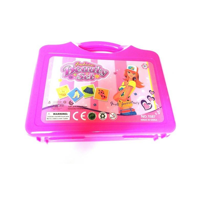 MM TOYS 15 PCS PRETEND AND PLAY FASHION MAKEUP BEAUTY SET FOR GIRLS - PINK