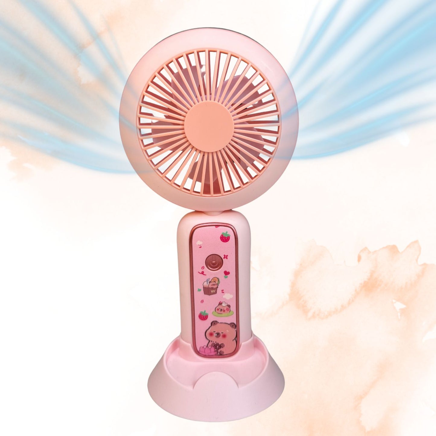 MM TOYS Mini Foldable Fan – USB Rechargeable, Silent Brushless Motor, 3-Speed Handheld & Table Fan with LED Light – Compact Cooling for Kids, Travel & Home Use (Color as Available