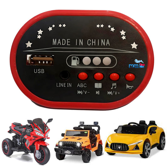 MM TOYS HH2287 Multifunction Music Player Control Panel 12V With USB Support And Battery Indicator For Kids Electric Ride on Car Jeep Bike - Red/Black
