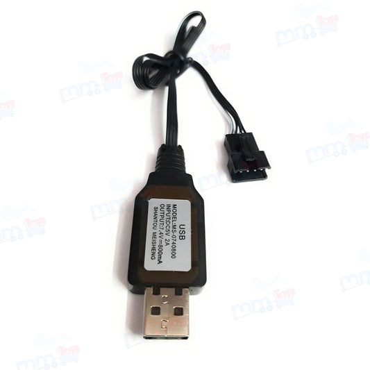 MM Toys USB Cable Charger with JST 4 Pin Connector Female for DIY Projects, Toys, Robotics Battery Charging, Output 7.4V DC, Input 5V DC- Black
