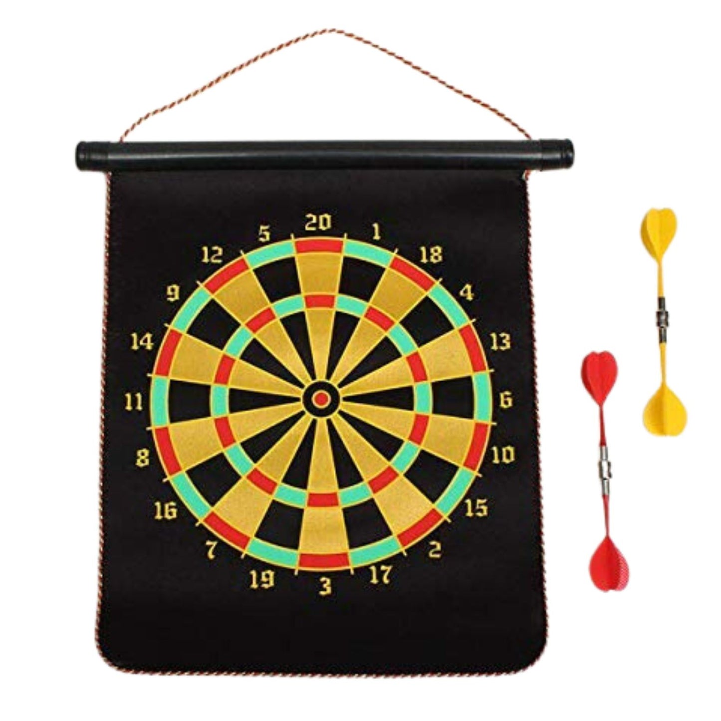 MM TOYS Foldable 12-Inch Magnetic Dart Board - Double-Sided with 2 Safe, Edgeless Darts Included