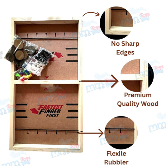 MM TOYS 3-in-1 Wooden Board Game with String Hockey, Chess & Ludo | Family Entertainment | 60x33 cm | Multicolor