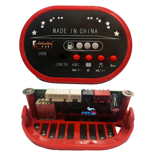 MM TOYS HH2287 Multifunction Music Player Control Panel 12V With USB Support And Battery Indicator For Kids Electric Ride on Car Jeep Bike - Red/Black