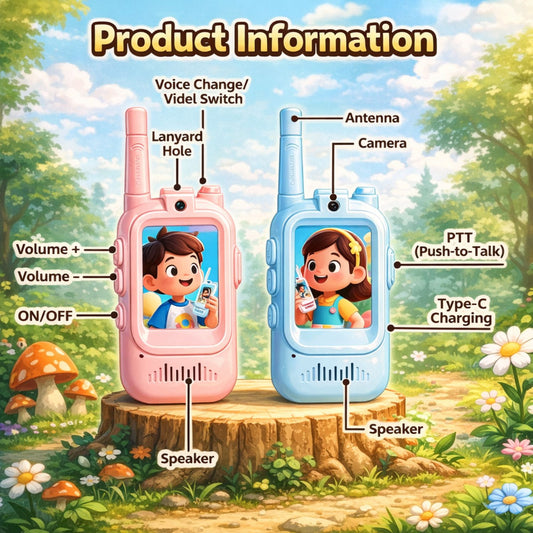 MM TOYS Video Call Walkie Talkie for Kids with Voice Changer – Rechargeable Long Range Communication Toy, Multicolor