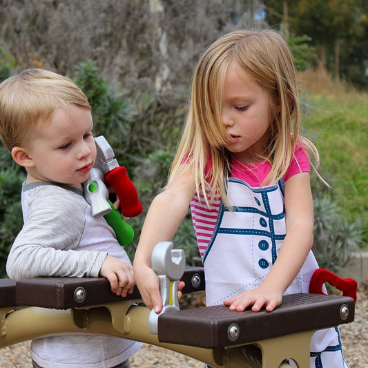 Rubbabu Eco-friendly Pretend Play Tool Set for Toddlers, Soft Natural Foam Tools in a Red Caddy - 4 Piece Set