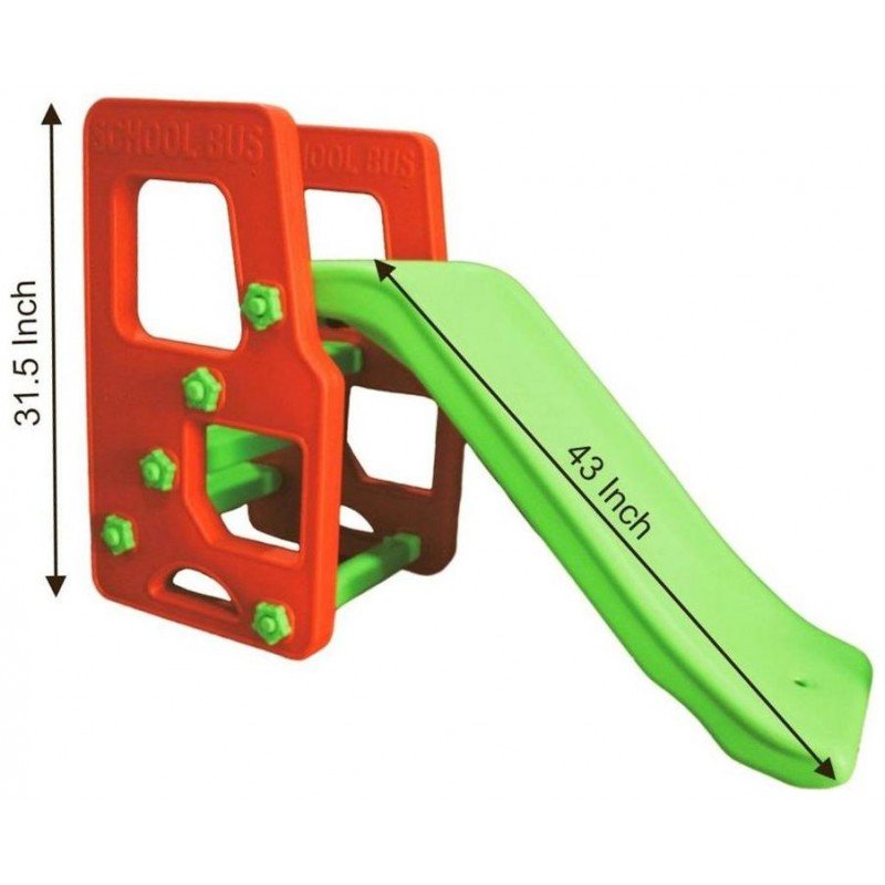 Playgro School Bus Slide PG-246: 3 Steps, 31.5" Height, Ages 2-5 Year kids , Sturdy & Safe, Indoor/Outdoor Fun -- Multicolor