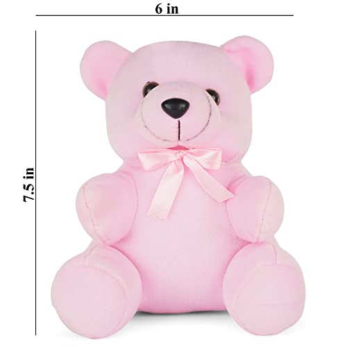 MM Toys: CuddlyCub, Super Soft Stuffed Teddy Plush Bear, 7.5 Inch, Ideal Gift for Kids/Girls, Perfect for Home Decor, Pink Color