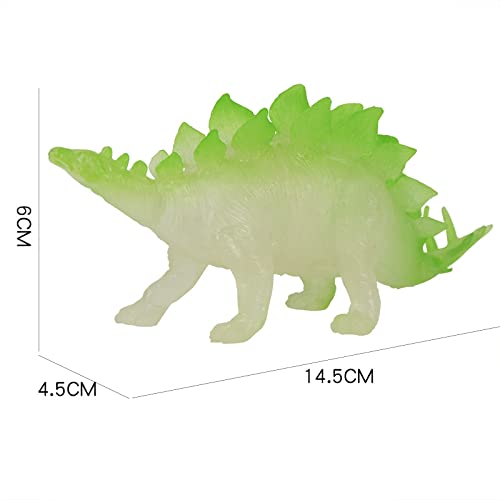 MM TOYS Glow In Dark Dino World Dinosours Animal Die Cast Toys Set Assorted 7 Inch Size Pack Of 7 Pcs - Multicolor