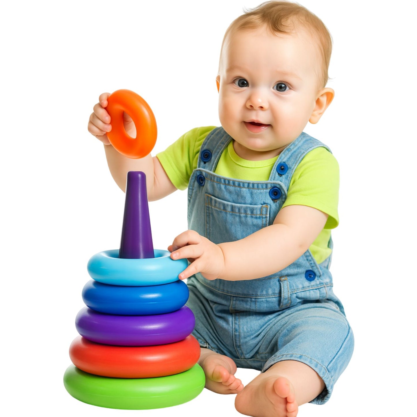 MM TOYS Heavy Quality Stack Ring Toy for Babies, BIS Certified, Detachable Colorful Rings for Hand-Eye Coordination & Color Recognition – 17 inch Height, Plastic Base