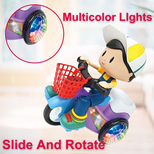 MM TOYS stunt tricycle bump and go musical toy, plastic, 4D lights, dynamic music, 360 rotation, multicolor, 3+ kids