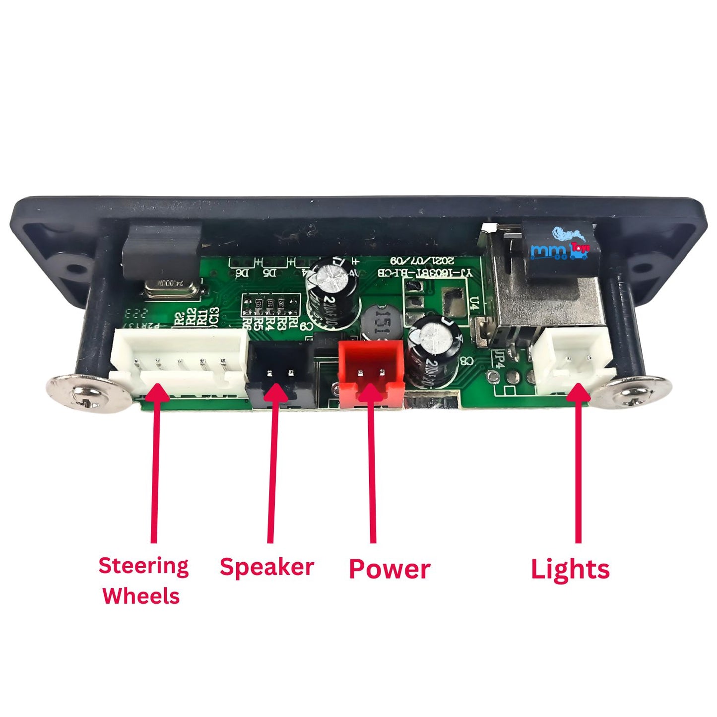 MM TOYS YJ-1603BT USB Support And Music Player Board Bluetooth Enabled Rectangle Shape For Kids Electric 12V Car Bike And Jeep - Black