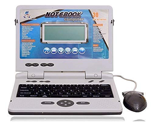MM TOYS Educational English Learner Power Notebook - 22 Fun Activities, Music Keyboard, Skill Enhancement, Includes Mouse, Blue