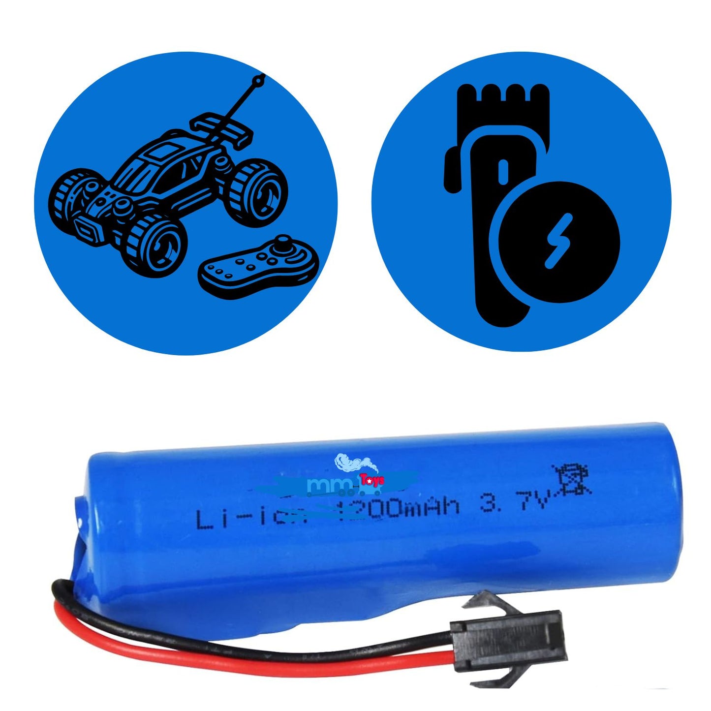MM TOYS 3.7v lithium ion 1200 Mah Rechargeable Battery With Black 2 Pin JST Male Connector For Rc Toys