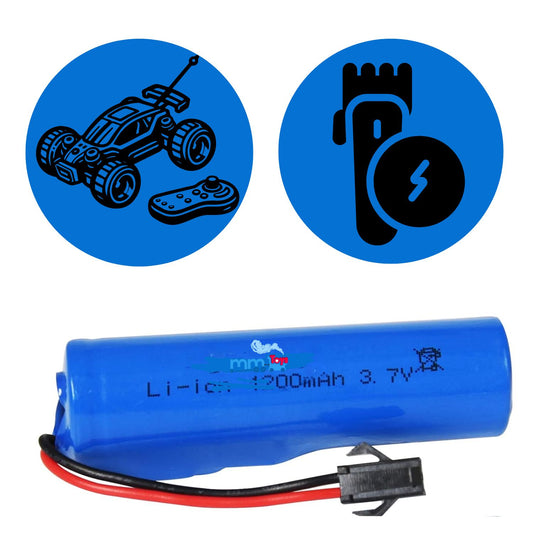 MM TOYS 3.7V Lithium-Ion Battery 1200mAh – 2 Pin JST Male Connector – For RC Toys, Robotics, DIY Kits