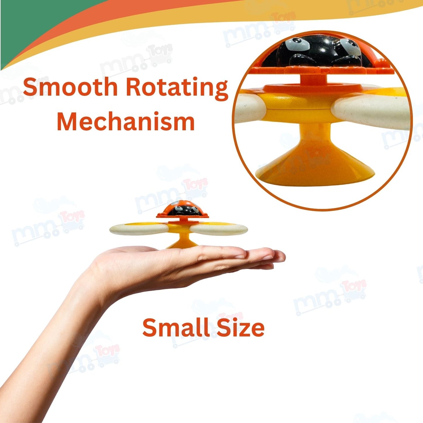 MM TOYS Sucker Spinner Toy Pack of 3 – Stress Relief Fidget Spinners with Suction Base for Kids & Adults - Multicolor