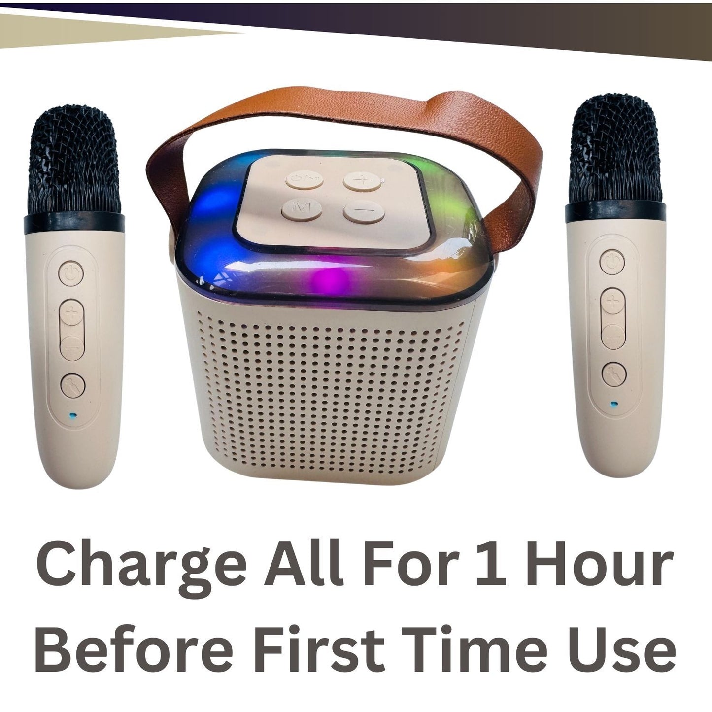 MM TOYS Wireless Karaoke Speaker with 2 Mics | Portable Kids Karaoke Machine | Voice Effects, RGB Lights & Rechargeable