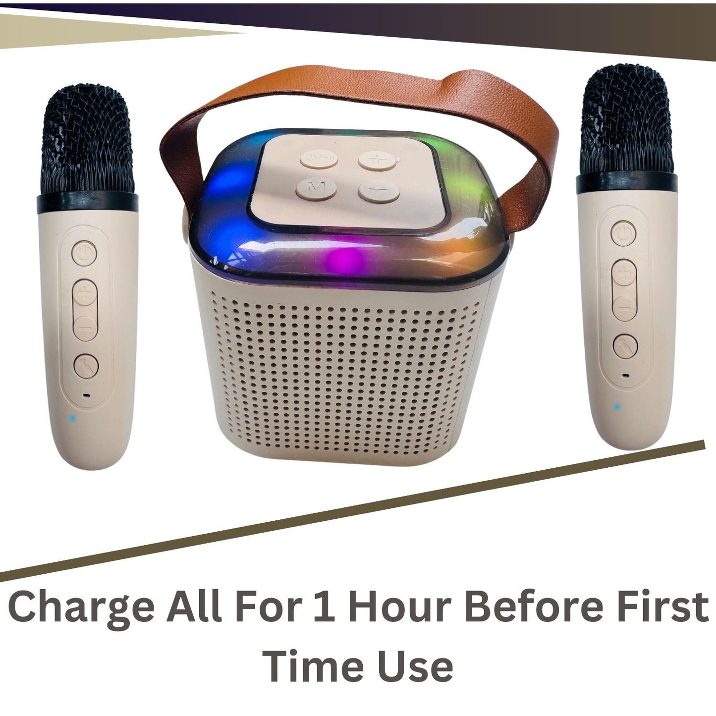 MM TOYS Wireless Karaoke Speaker with 2 Mics | Portable Kids Karaoke Machine | Voice Effects, RGB Lights & Rechargeable