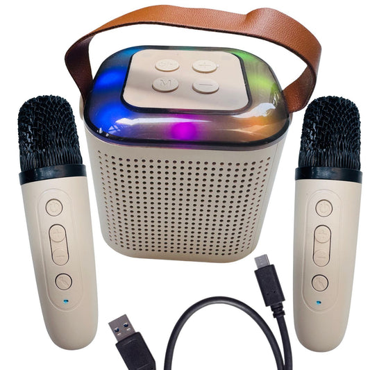 MM TOYS Wireless Karaoke Speaker with 2 Mics | Portable Kids Karaoke Machine | Voice Effects, RGB Lights & Rechargeable
