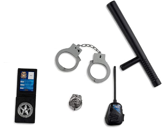 MM Toys Police Playset - Role Play Weapon Set with Handcuff, Mini Bullet Gun Toy for Kids