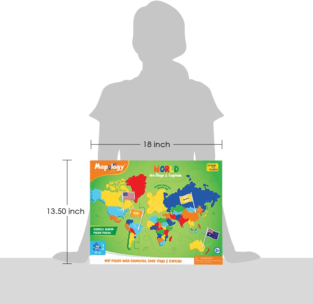 Imagimake Mapology Global Map Jigsaw | Featuring Worldwide Flags | Learning Playthings for Ages 5-12 | Ideal Gifts for 6-Year-Old Boys & Girls