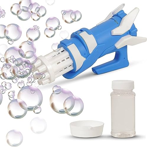 MM Toys BubbleFun Electric Bubble Gun Combo Pack, 10-Hole Gun + 750 ML Ready-to-Use Bubble Soap + 100 ML Extra + Dipping Tray - Non-Toxic Fun for Kids, Parties & Home Use