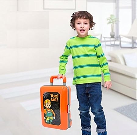 MM Toys ToolMaster, Twist Trolley Case Workbench 2 in 1 Tool Set, Fun and Educational, Ideal for Boys and Girls, Orange