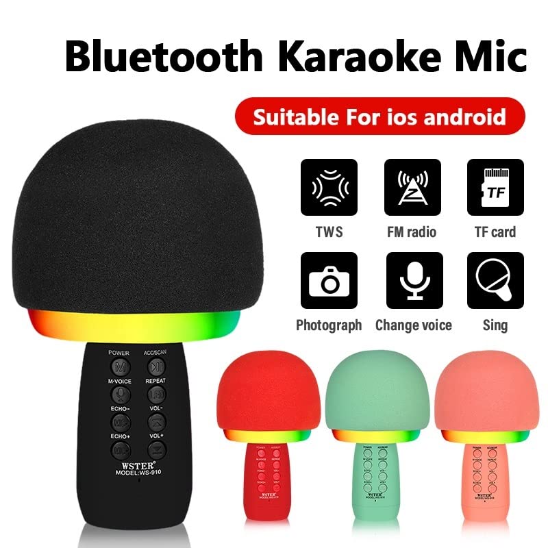 MM TOYS EchoFest 4-in-1 Karaoke Microphone WS-910 - LED, Bluetooth, Multi-Function, Voice-Changing, Suitable for All Smartphones