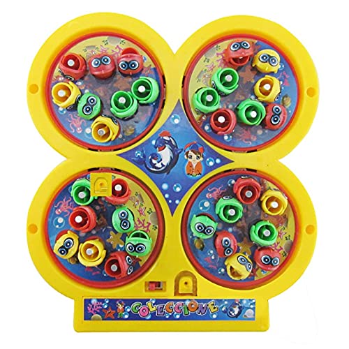 MM TOYS Musical Fishing Game Toy Set | Rotating Board with 32 Fish and 4 Fishing Poles | Safe and Durable, Multicolor | Perfect Gift for Toddlers and Kids