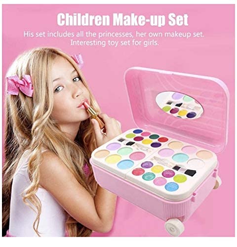 MM Toys Beauty Beauty Cart Nail Art Set for Girls, All-in-One Trolley, Water-Removable Real Cosmetics, Multi-Color Play Game for Children