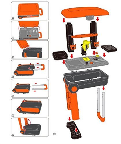 MM Toys ToolMaster, Twist Trolley Case Workbench 2 in 1 Tool Set, Fun and Educational, Ideal for Boys and Girls, Orange