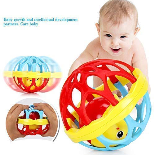 MM TOYS Biggie Soft Rattle, Ball Shape, Non-Toxic BPA Free, Safe for 0+ Months, BIS Certified, Multicolor - 1 Pc.