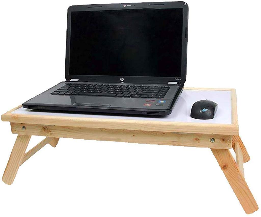 MM TOYS ProDesk Folding Wooden Writing White Board Study Table | Laptop Table | Work Table Large (21") - Versatile, Space-saving, Portable - Natural Wood