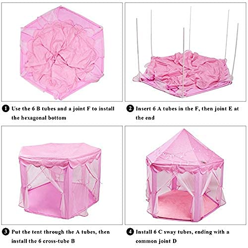 MM Toys DreamCastle Foldable Princess Dream Castle Theme Play Tent House for Kids Big Size , Encourages Imagination, Portable- Pink