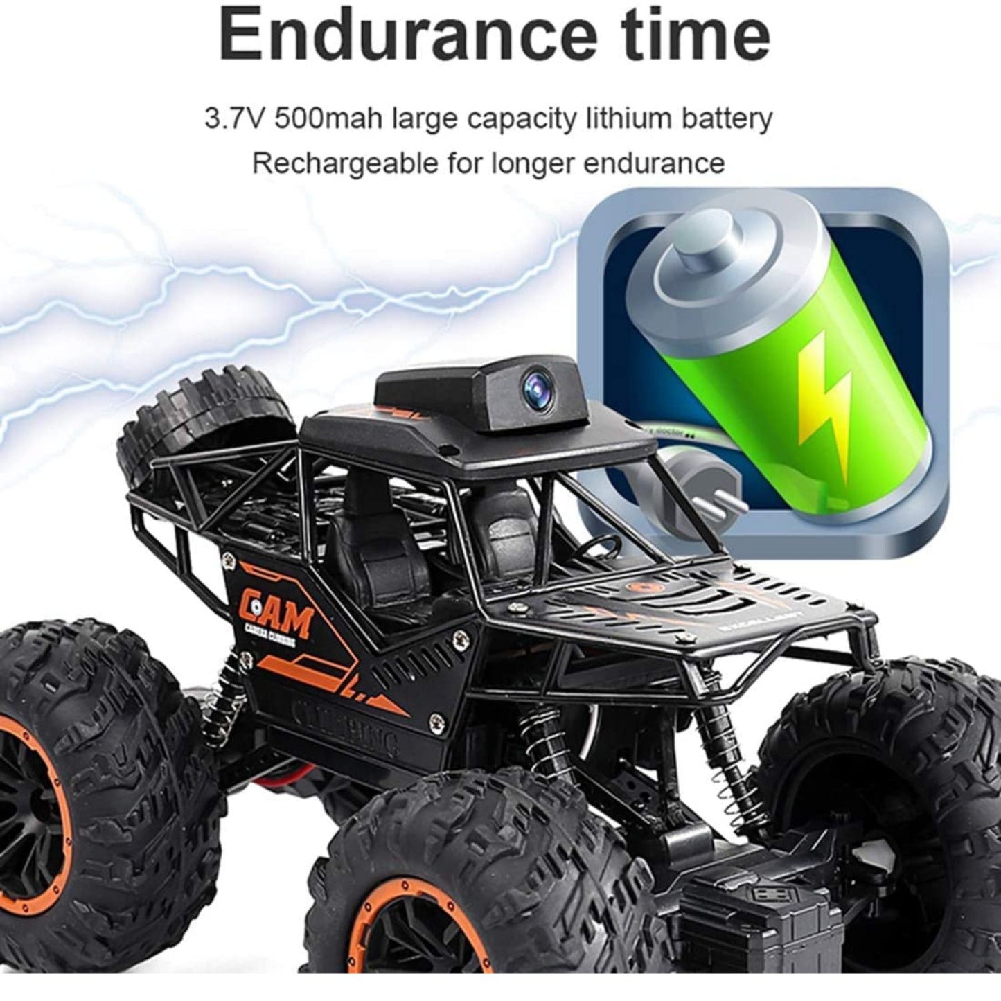 MM TOYS RC Monster Truck: 1:18 Scale, Built-In WiFi Camera, App-Controlled for Kids Aged 4+