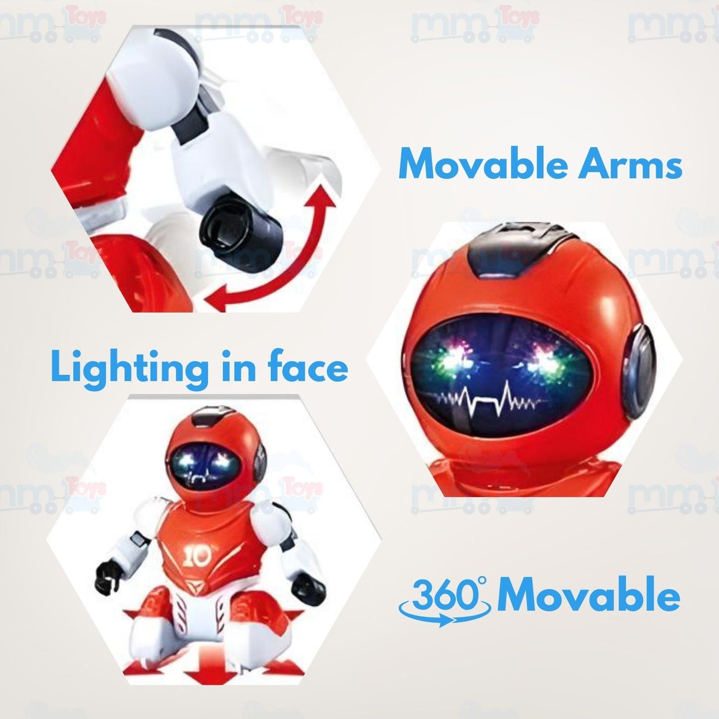 MM TOYS Remote Control Soccer Robot Toy with Football, Rechargeable Battery, USB Cable include, Unisex Kids 5+ Years, Plastic Material