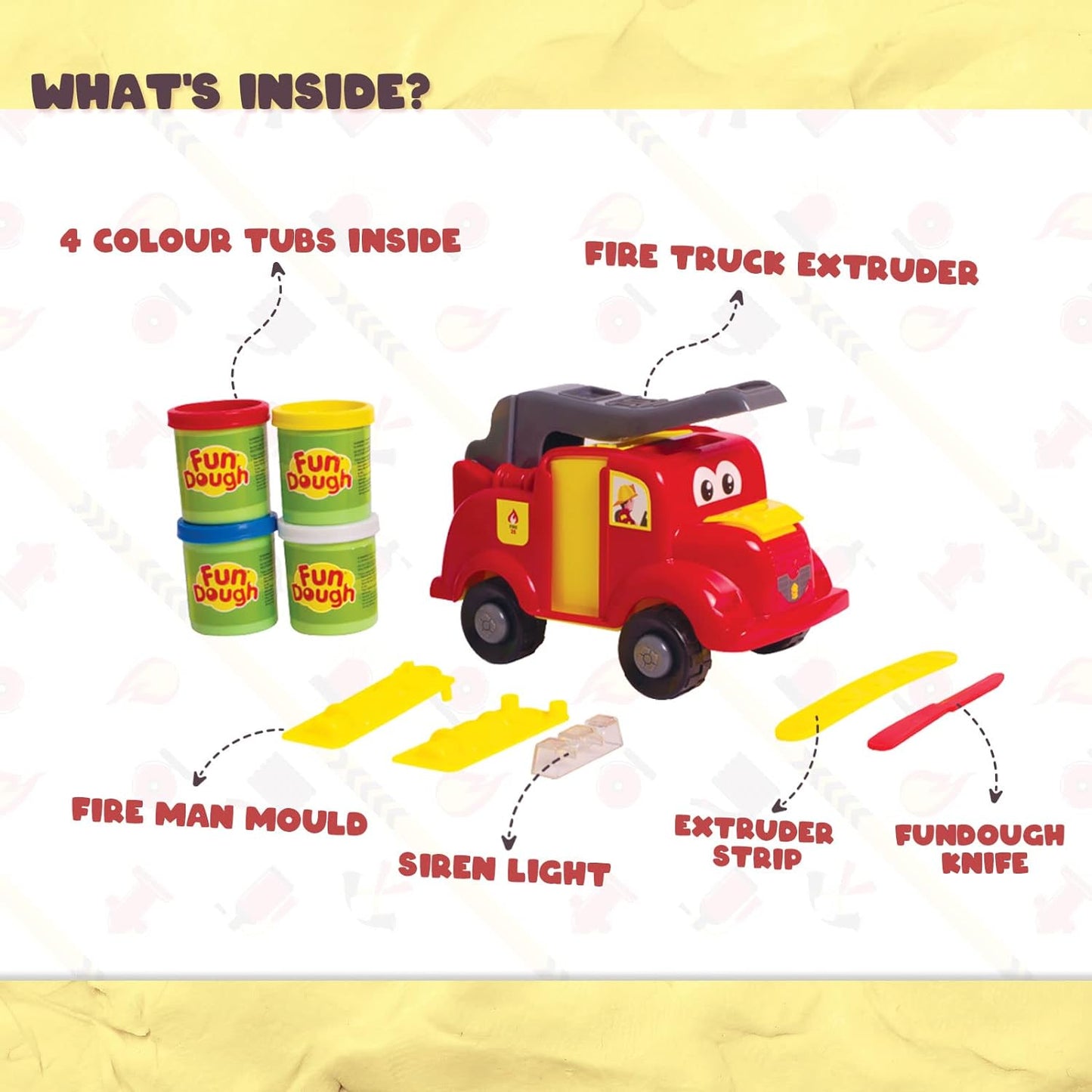 Funskool Fundough Fire Rescue Playset - Multicolored Pretend Play Dough Toy for Shaping and Sculpting, Suitable for Ages 3 and Up