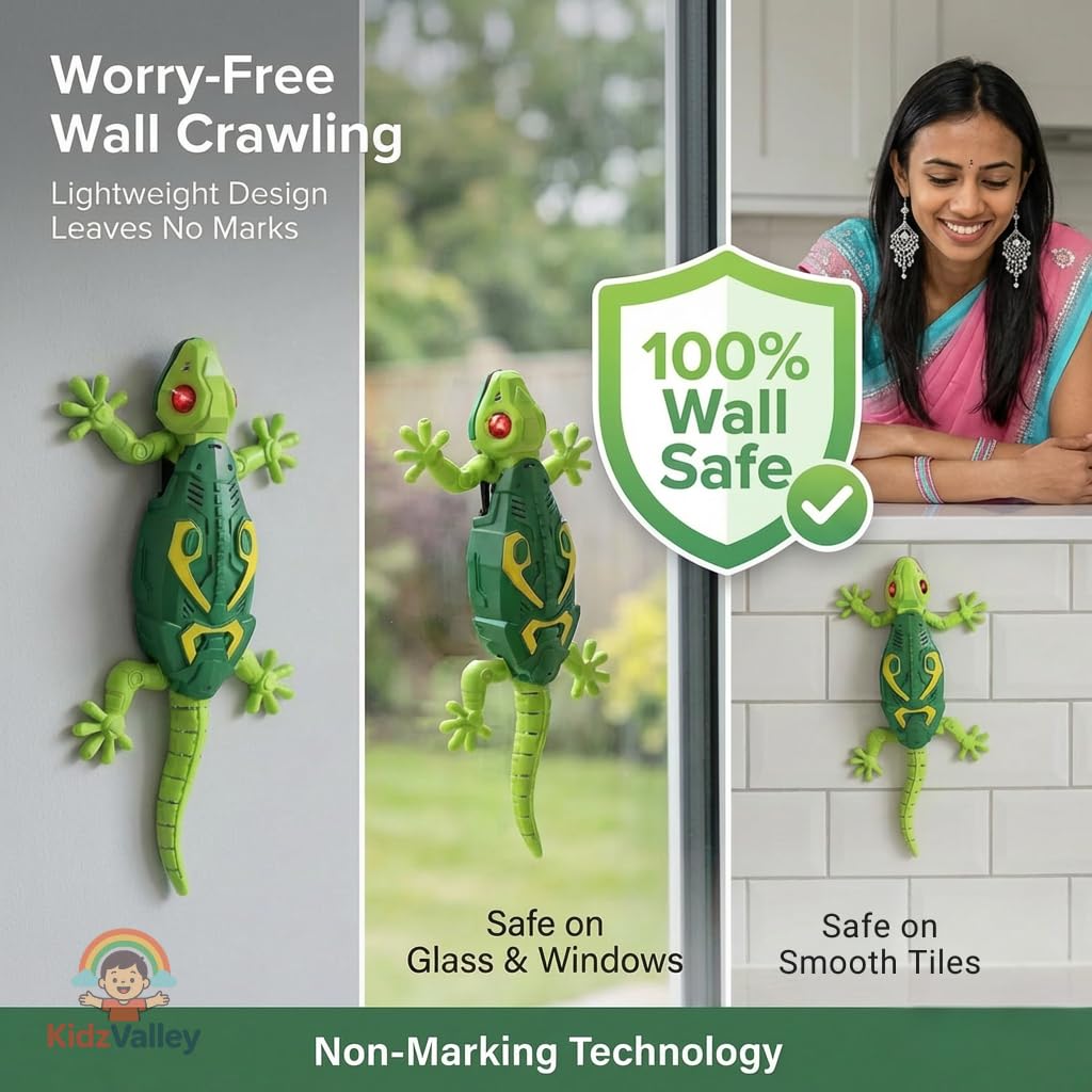Wall Climbing Lizard Toy Remote Control with LED Eyes | Wall Crawler Gecko | Floor Ceiling Crawling Climbs Walls & Floors | Rechargeable RC Toy