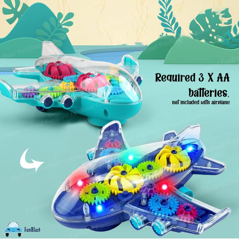 MM Toys Electronic Gear Airplane Vibrant Lights & Sounds, Transparent Design, Perfect Gift for Toddlers, For 1 to 3 years