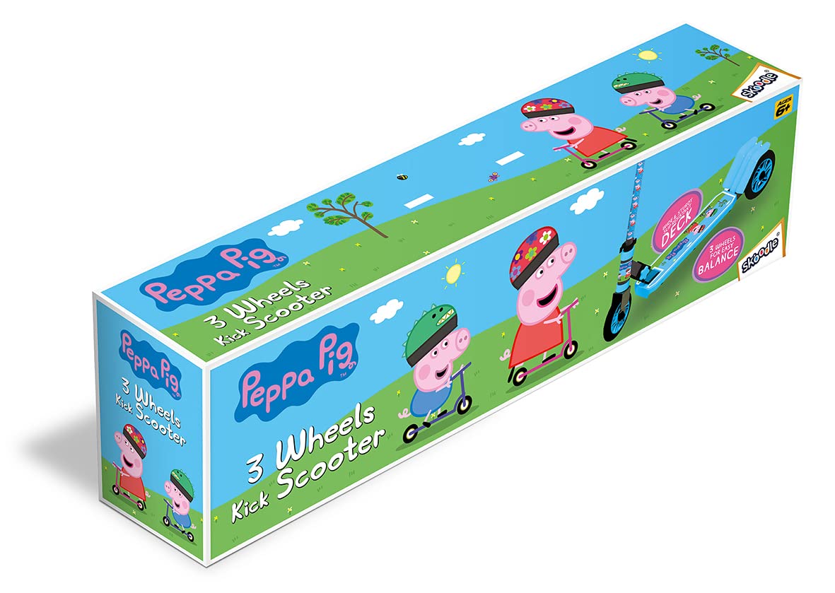 Skoodle Peppa Pig - 3 Wheels Kick Scooter - Ocean Green - Enhanced Stability - For Youth Fun and Safety