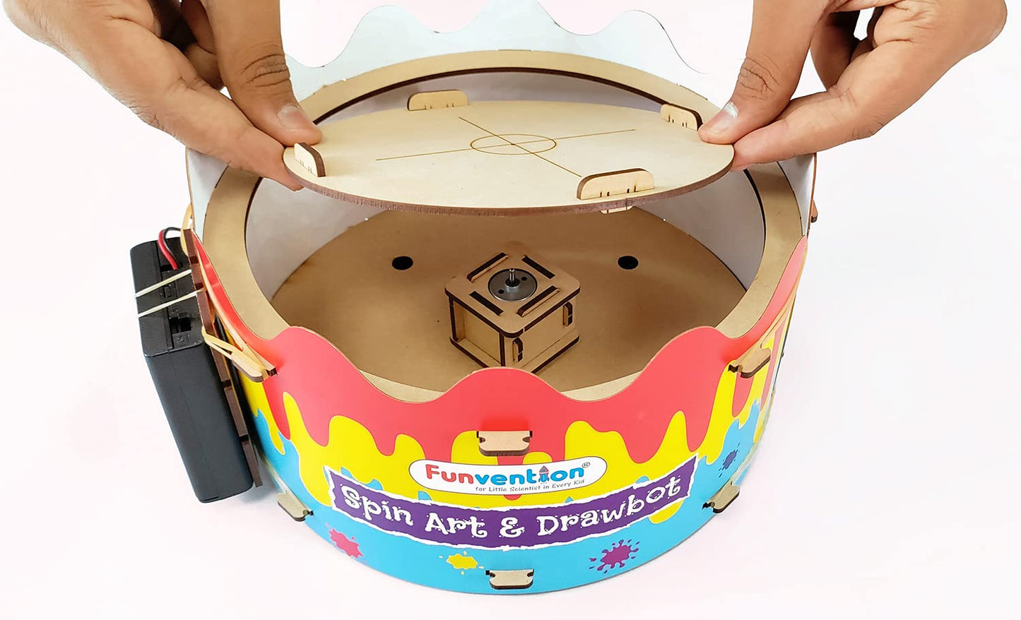 Funvention DIY ArtWiz Spin Art Machine & Drawbot Paint Craft Kit - STEM Construction Toys for Kids 8+, Fun Learning, Educational game.