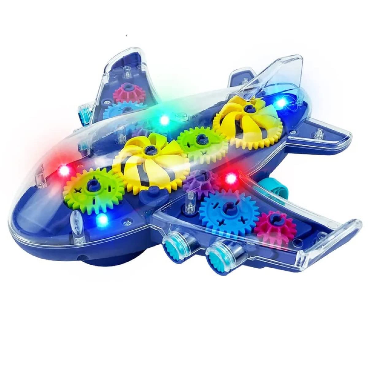 MM Toys Electronic Gear Airplane Vibrant Lights Sounds, Transparent Design, Perfect Gift for Toddlers, For to years