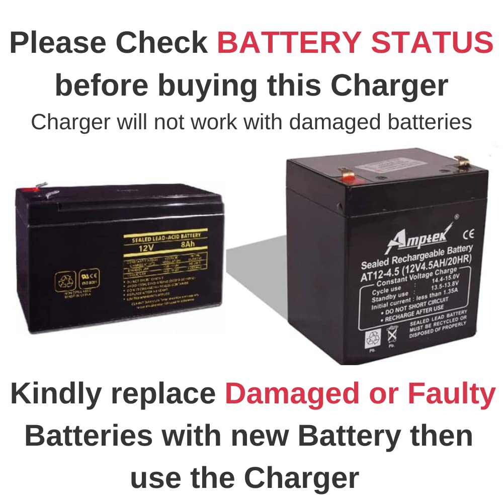 MM TOYS® 6V Charger for Kid Ride on Toys Car & Bike, Universal Round Hole 1000 Mah with Charging Indicator Led Power Rechargeable Battery Charger -Black