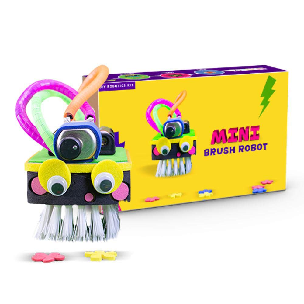 MM TOYS Mini Brush Robot - STEM Educational DIY, Engineering & Robotics Learning,for Kids Age 8+, Blue