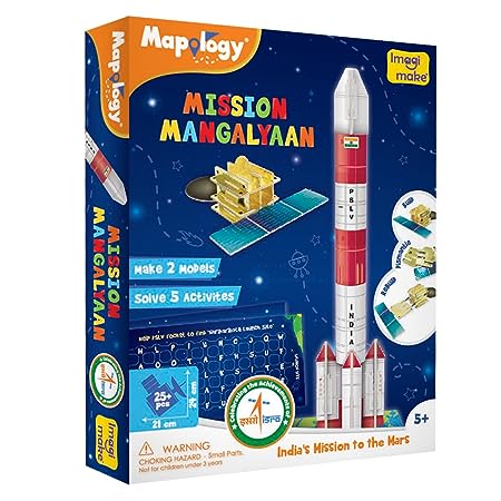 Imagimake Mapology Mangalyaan ISRO Rocket & Satellite 3D Puzzle Model, Educational Toy for Kids Aged 5+, Multi-coloured