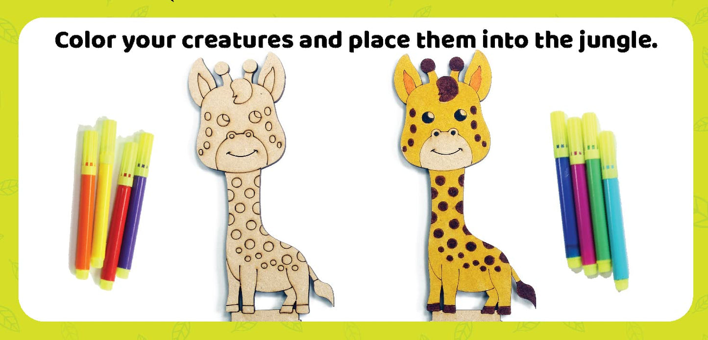 Funvention Jungle Garden Irrigation Learning STEM Kit for Kids - All-In-One Gardening Set with Real Seeds, Soil, and MDF Animal Shapes