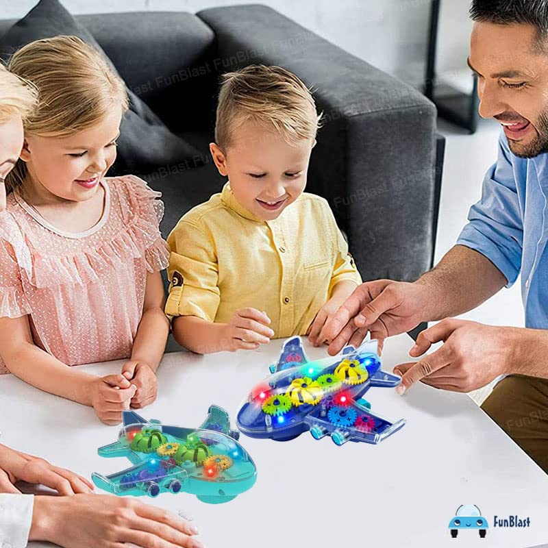 MM Toys Electronic Gear Airplane Vibrant Lights & Sounds, Transparent Design, Perfect Gift for Toddlers, For 1 to 3 years