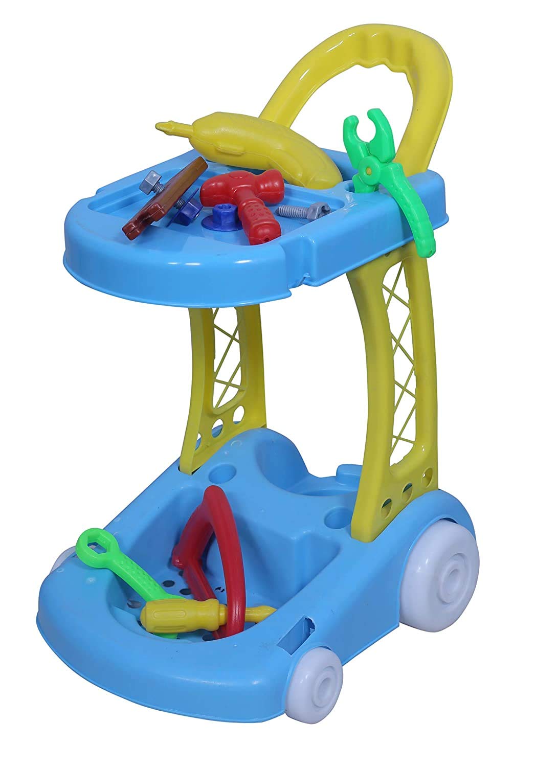 Mamma Mia' Kid's Tool Set Trolley, Non-Toxic ABS Plastic, Variety of Accessories - Colourful Fun