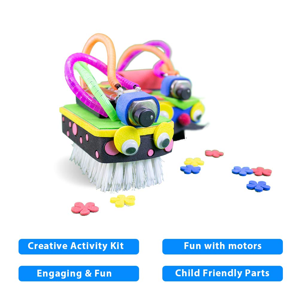 MM TOYS Mini Brush Robot - STEM Educational DIY, Engineering & Robotics Learning,for Kids Age 8+, Blue