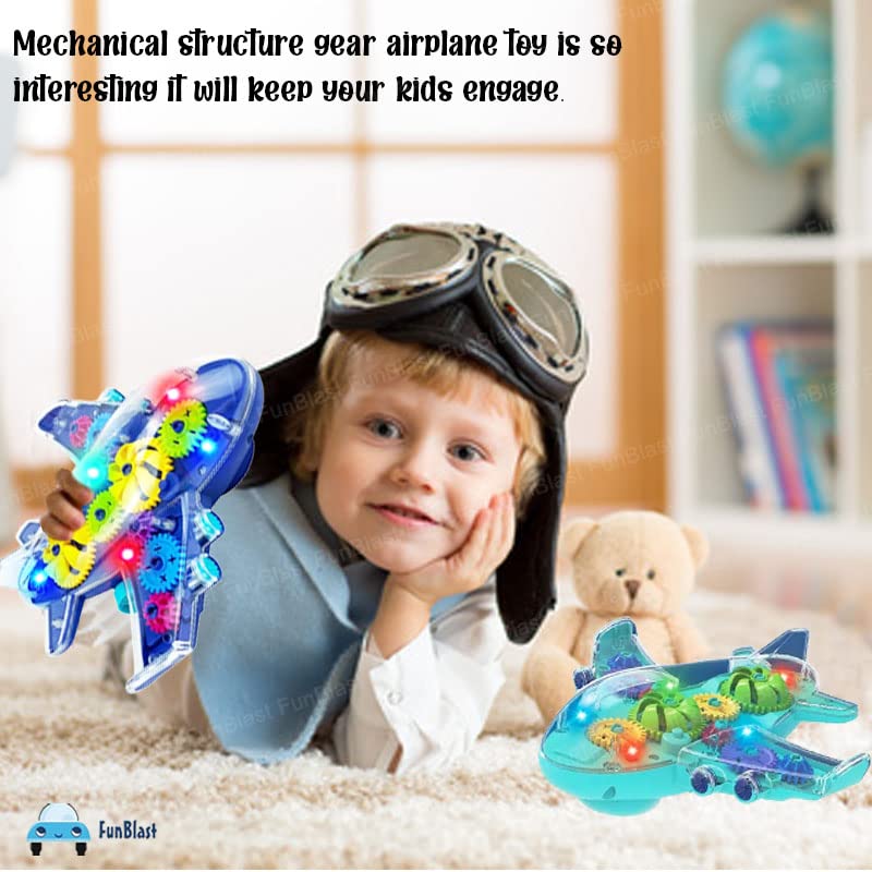 MM Toys Electronic Gear Airplane Vibrant Lights & Sounds, Transparent Design, Perfect Gift for Toddlers, For 1 to 3 years