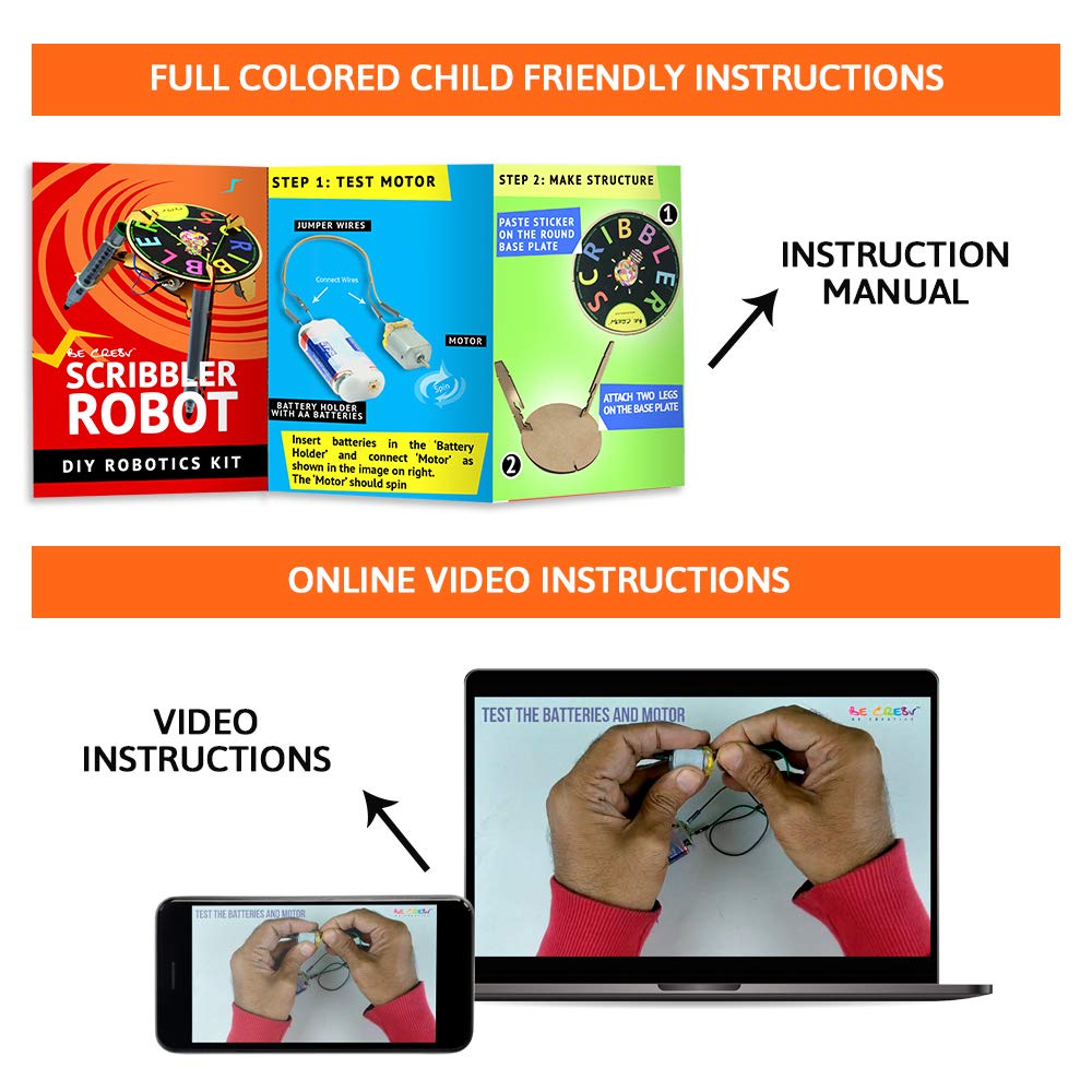 MM TOYS RoboCreator STEM Electronics Scribbler Bot - DIY Education, Science Kits, Robotics for Kids 8+, Mechanical Exploration, Multicolor